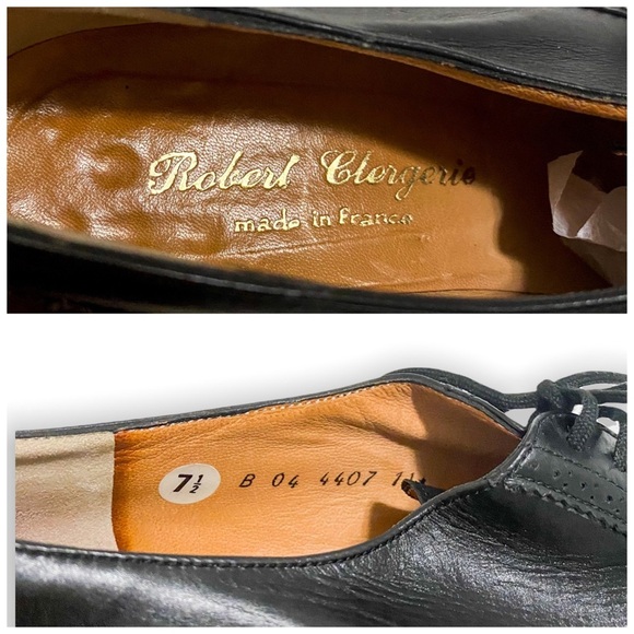 Vintage‎ 90s Robert Clergerie Black leather Lace Up shoes with brogue.  Sz 7.5 - Picture 9 of 13